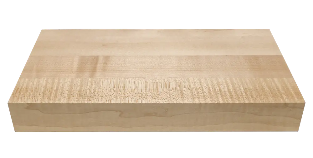 Butcher Block Counter made of light natural wood with a smooth, solid surface.
