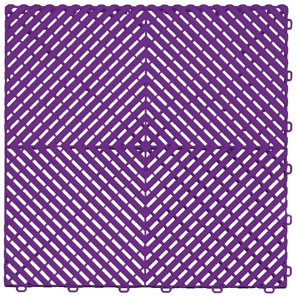 Purple interlocking drainage floor tile designed for durable garage, workshop, and outdoor flooring.