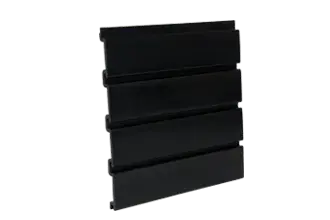 Matte black slatwall panel for customizable garage and home storage solutions.