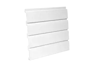 White slatwall panel used for customizable garage and storage organization.