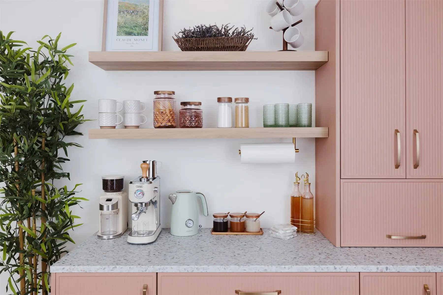 Coffee station close-up by Famille Closets