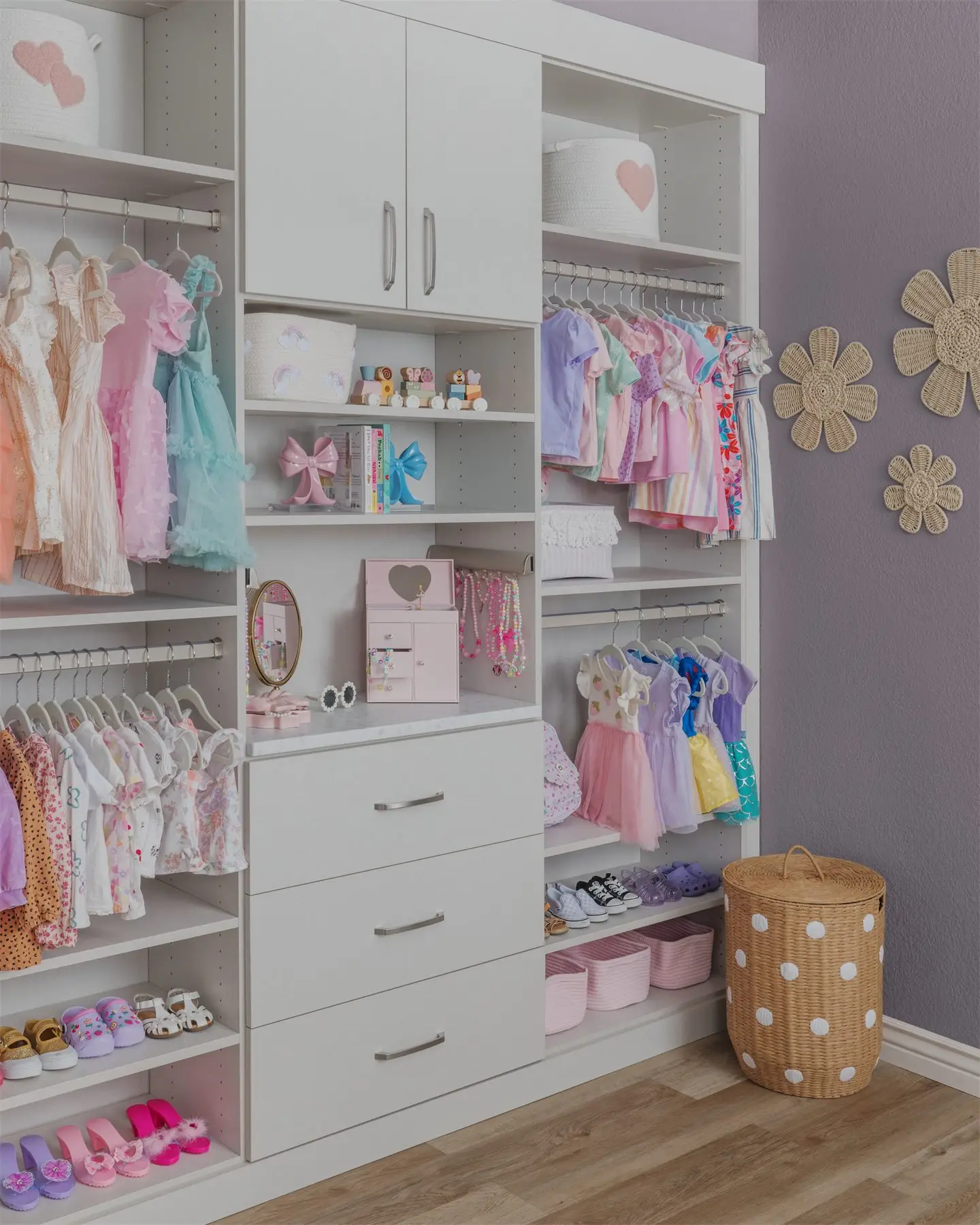 Kids reach-in closet with adjustable components by Famille Closets